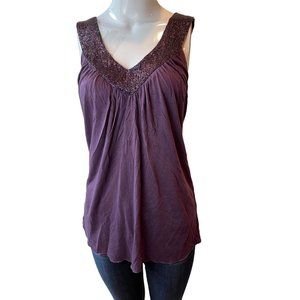 Matty M Womens Blouse Top M2138-567 Beaded V Neck Sleeveless Purple Size Small